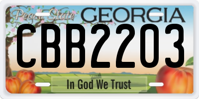 GA license plate CBB2203