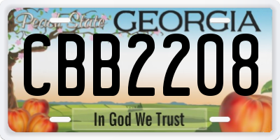 GA license plate CBB2208