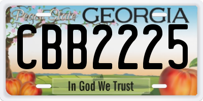 GA license plate CBB2225