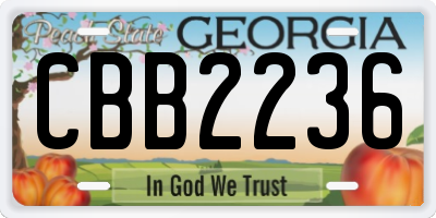 GA license plate CBB2236