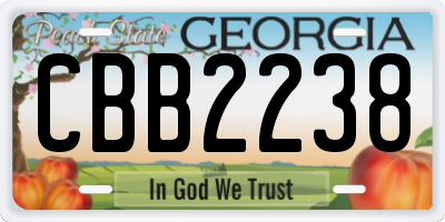 GA license plate CBB2238