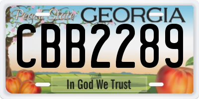 GA license plate CBB2289