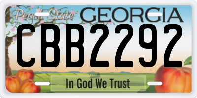 GA license plate CBB2292
