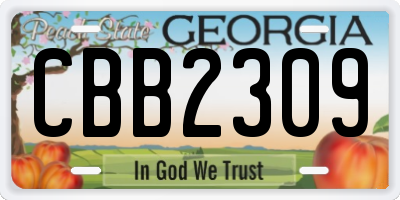 GA license plate CBB2309