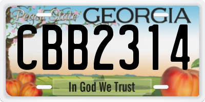 GA license plate CBB2314