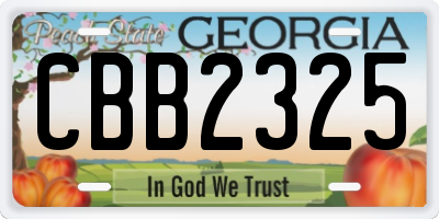 GA license plate CBB2325