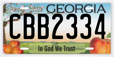 GA license plate CBB2334