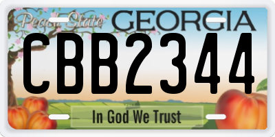 GA license plate CBB2344