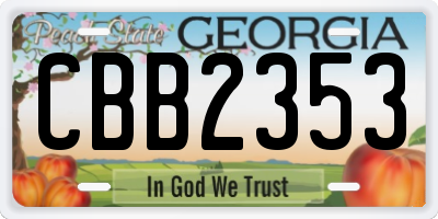 GA license plate CBB2353