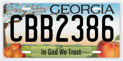 GA license plate CBB2386