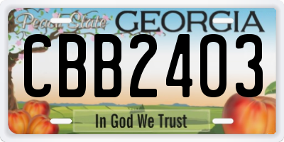 GA license plate CBB2403