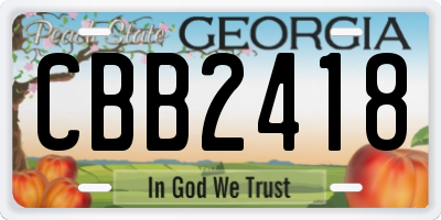 GA license plate CBB2418