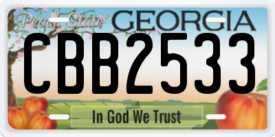 GA license plate CBB2533