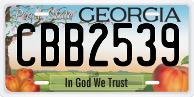 GA license plate CBB2539