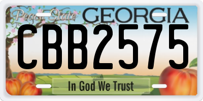 GA license plate CBB2575