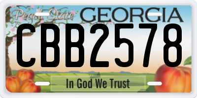 GA license plate CBB2578