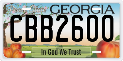 GA license plate CBB2600