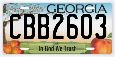 GA license plate CBB2603