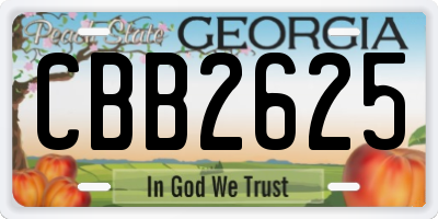 GA license plate CBB2625