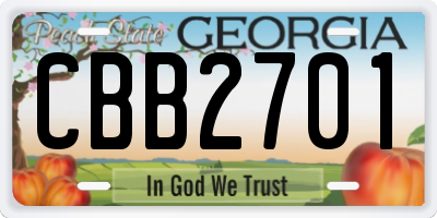 GA license plate CBB2701