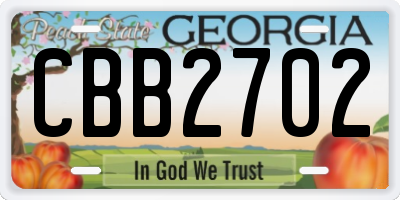 GA license plate CBB2702