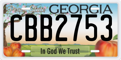 GA license plate CBB2753