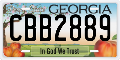 GA license plate CBB2889
