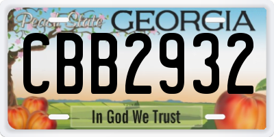 GA license plate CBB2932