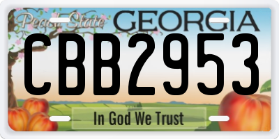 GA license plate CBB2953