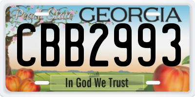 GA license plate CBB2993
