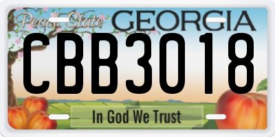 GA license plate CBB3018