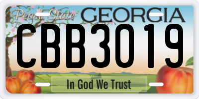 GA license plate CBB3019