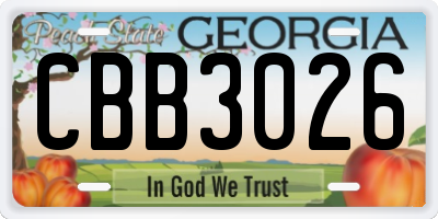 GA license plate CBB3026