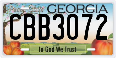 GA license plate CBB3072