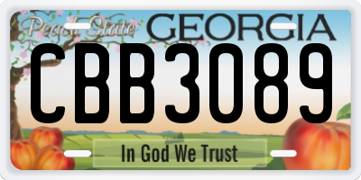 GA license plate CBB3089