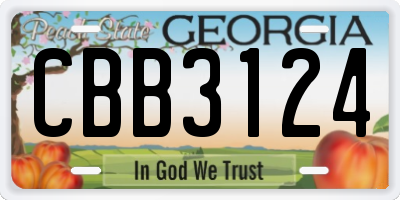 GA license plate CBB3124