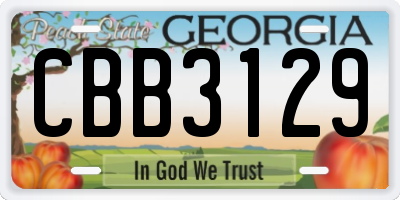 GA license plate CBB3129