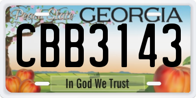 GA license plate CBB3143