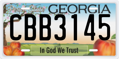 GA license plate CBB3145
