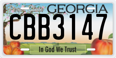 GA license plate CBB3147
