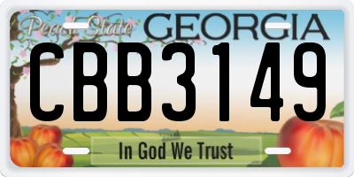 GA license plate CBB3149