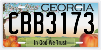 GA license plate CBB3173