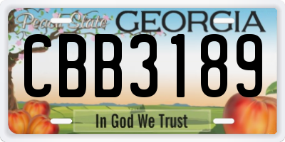 GA license plate CBB3189
