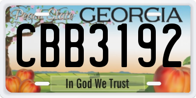 GA license plate CBB3192