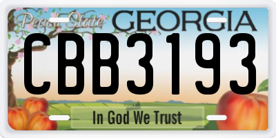 GA license plate CBB3193
