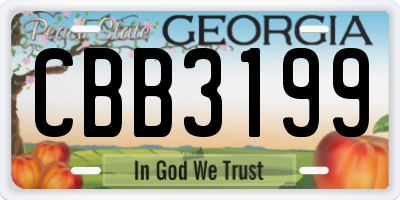 GA license plate CBB3199