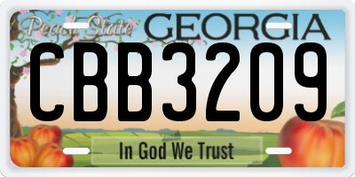 GA license plate CBB3209