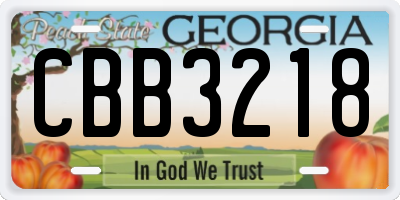GA license plate CBB3218