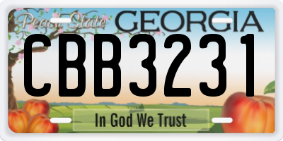 GA license plate CBB3231