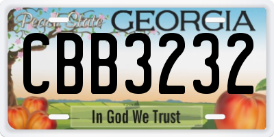 GA license plate CBB3232